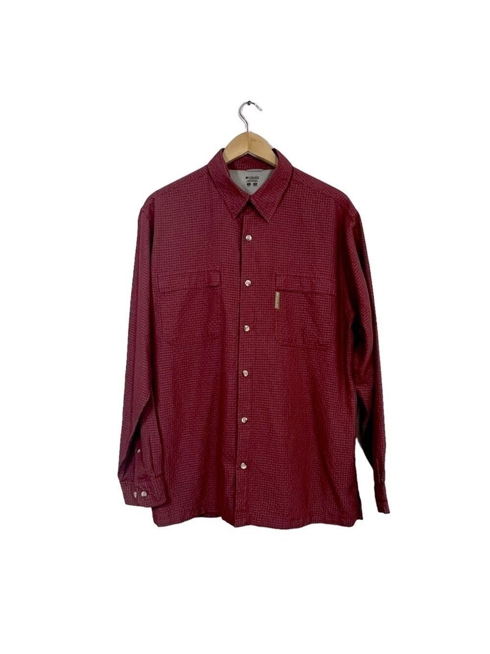 Columbia Mens Sportswear Red Plaid Button Down Long Sleeve Shirts Size L